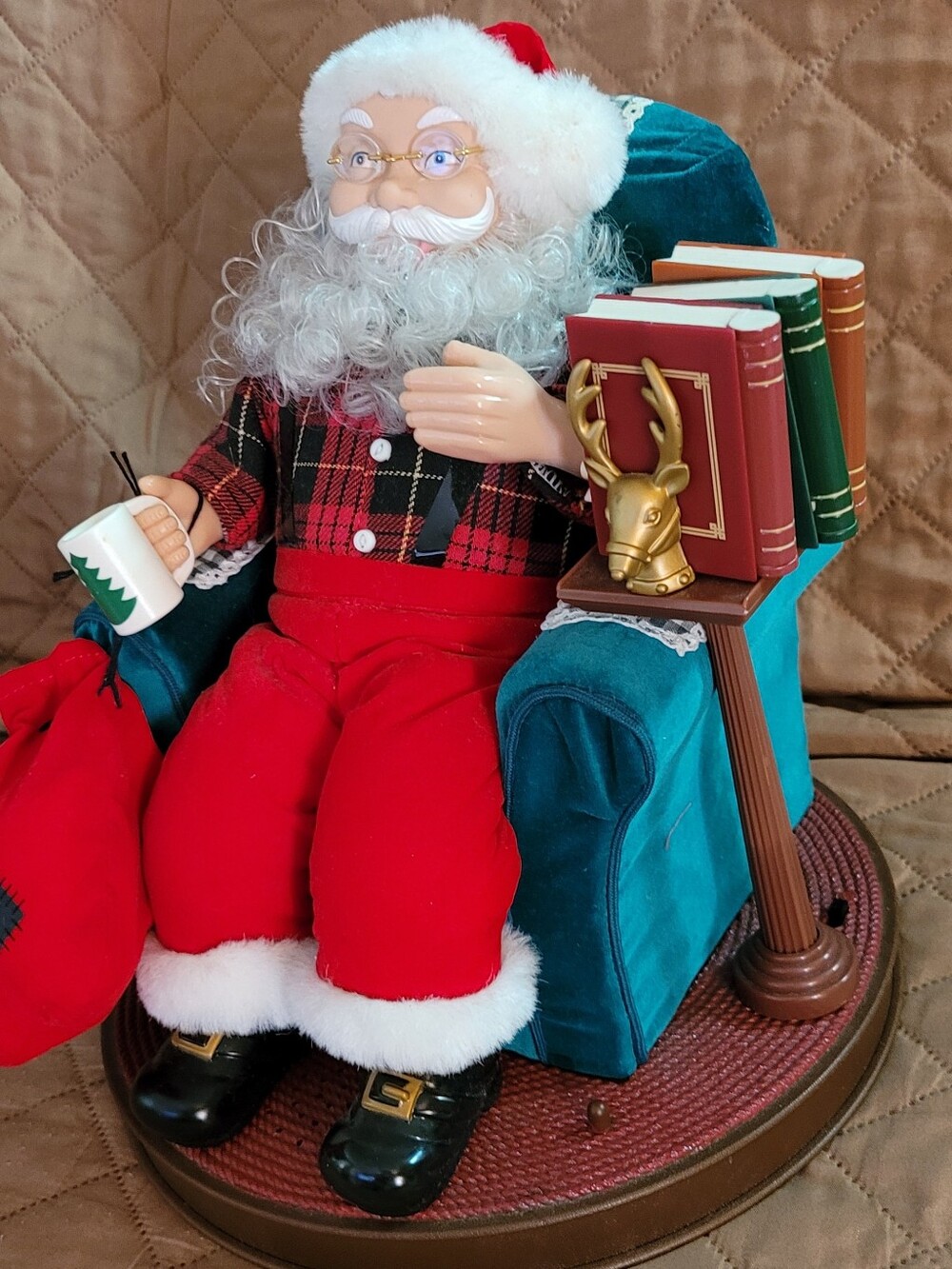 Vtg Collectible Santa. Moving Parts W/3 Books.  Battery Operated